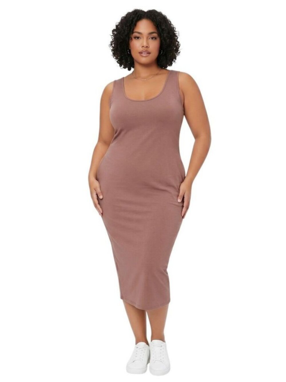 Naked Wardrobe Chocolate Sculpt Tank Midi Dress Size 2X